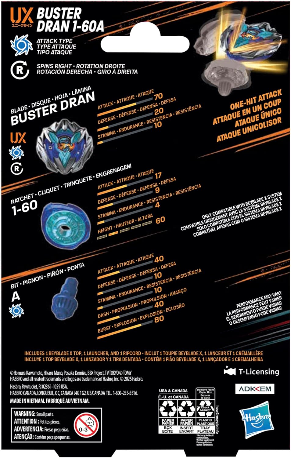 Hasbro Beyblade X Buster Dran 1-60A