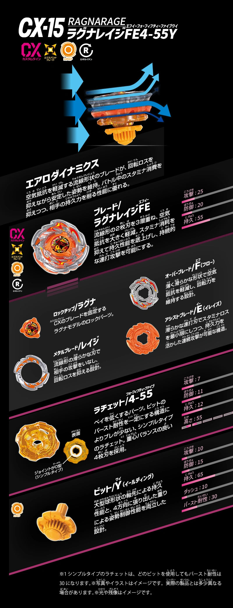 Beyblade X CX-15 Ragna Rage FE4-55Y